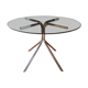 Smoked glass round table and chrome foot