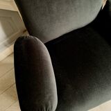 Fauteuil en velours noir Napoléon III