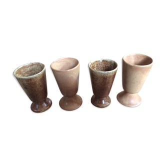 Series of 4 sandstone cups