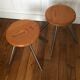 Pair of stools chrome and wood