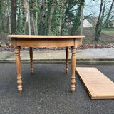 Renovated Louis Philippe 19th-century extendable round dining table 200cm