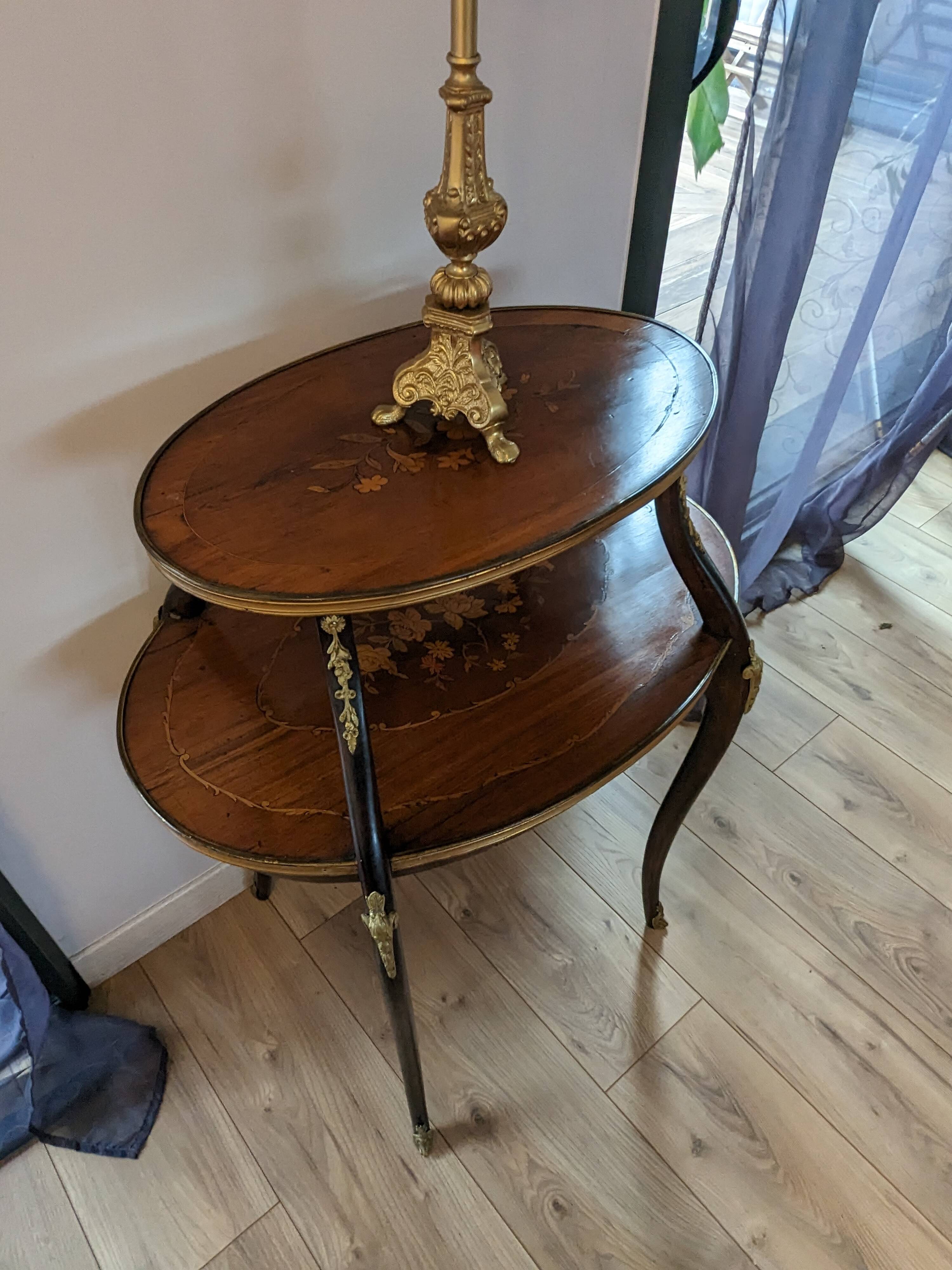 Louis XV style inlaid tea table 19th