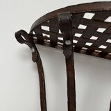 Small wall console Wrought iron trompe l'oeil stitched saddle leather