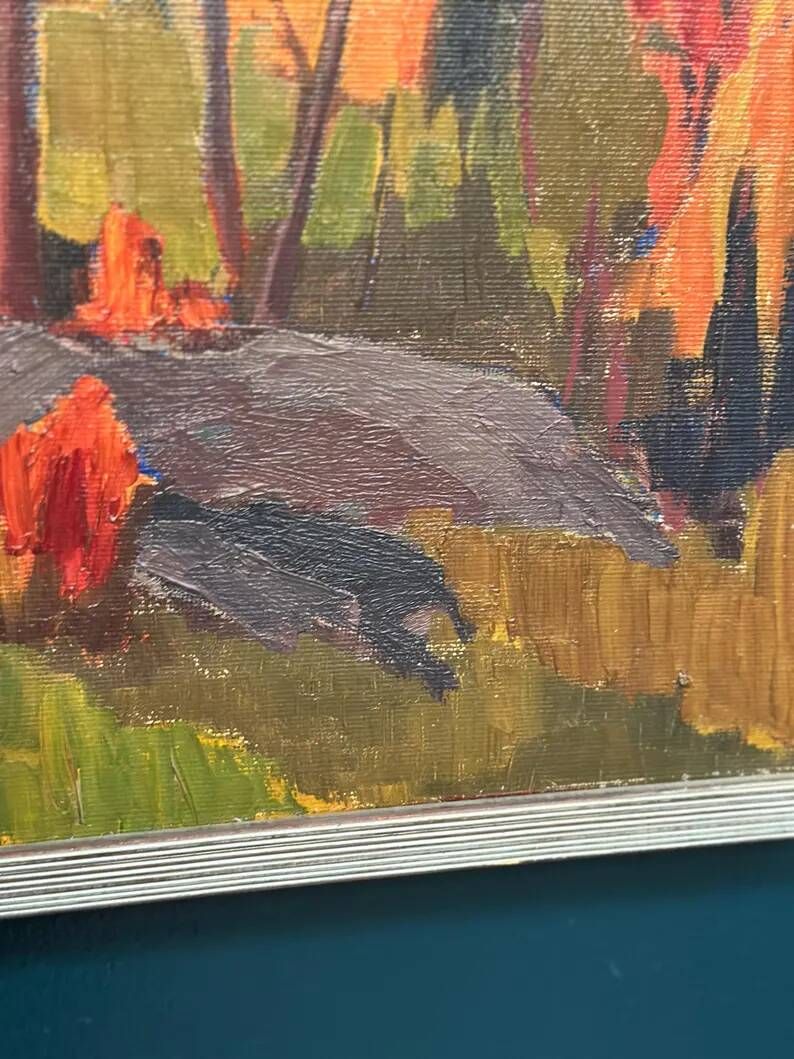 Original Swedish Oil on Canvas – “Orust” by Gösta Arontzon – Signed – Dated 1971 – Vintage & Framed – 58 × 49 cm