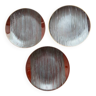 3 Dinner Plates 26 cm Yellow from Chrome - Limoges Porcelain