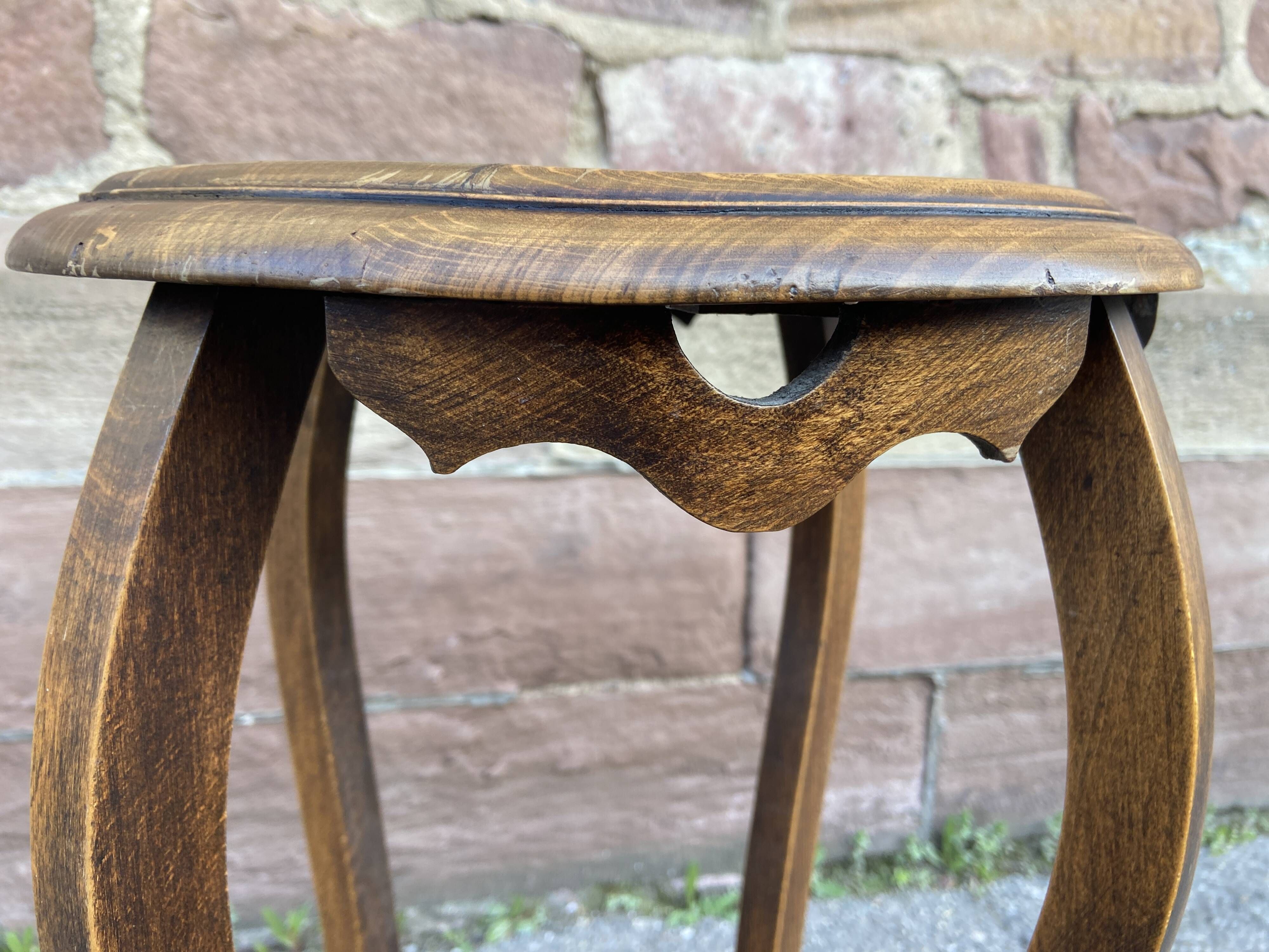 Antique French Art Deco pedestal table 1930s oak plant holder