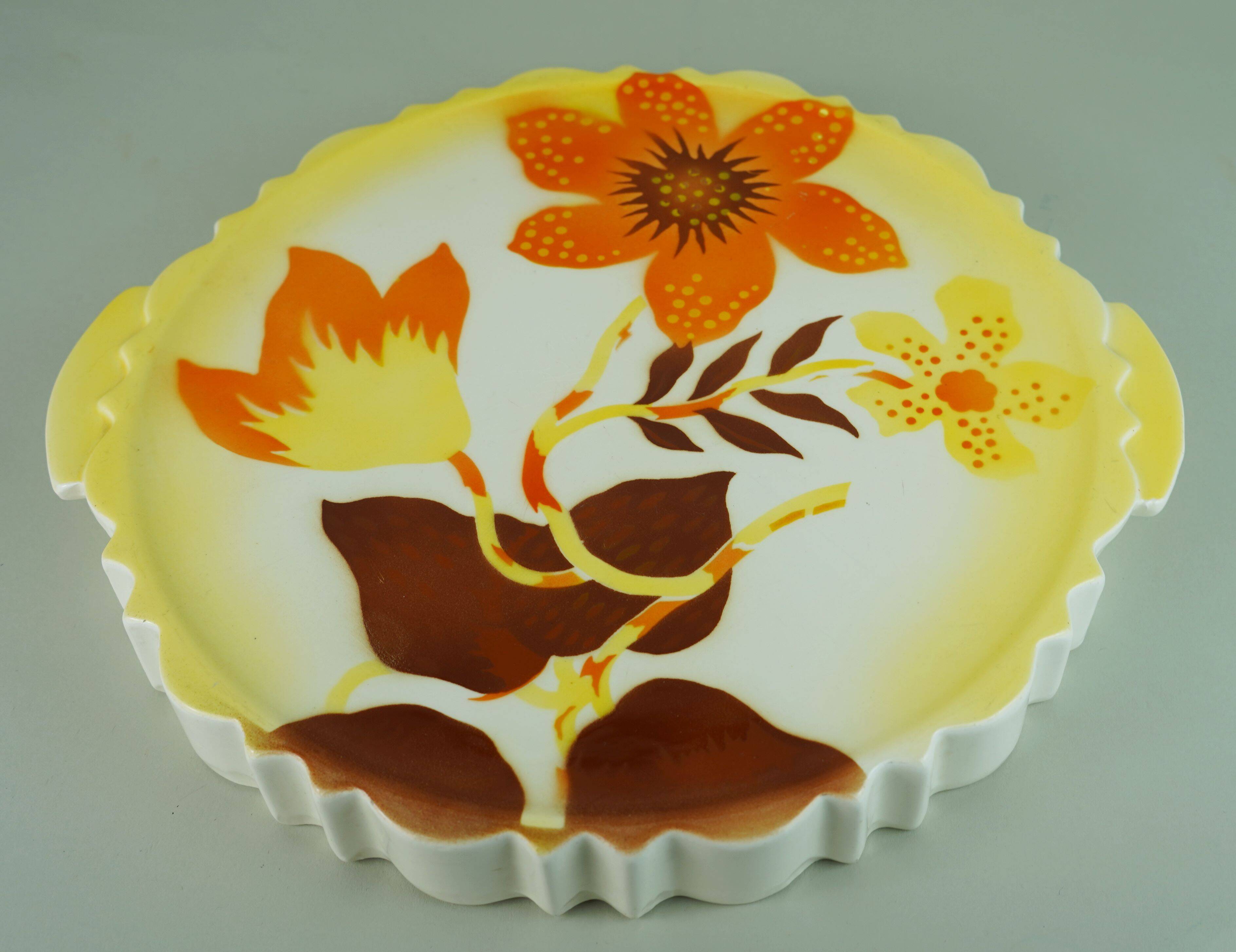 Cake plate by th. paetsch floral spray-painted decoration art deco