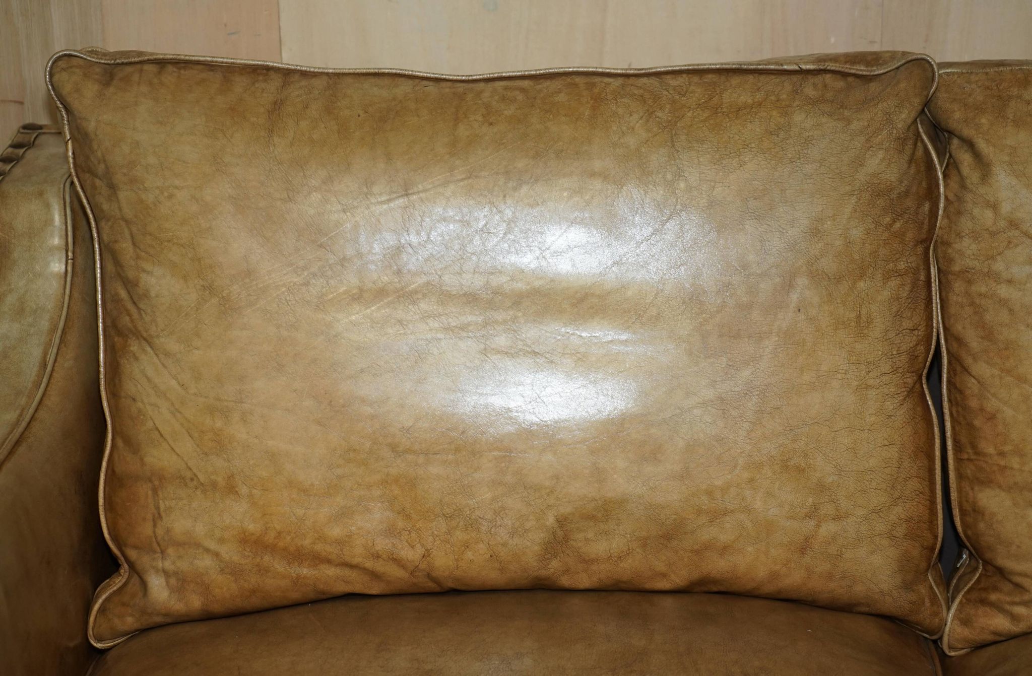 Edwardian Style Leather Two-Seater Sofa with Studs