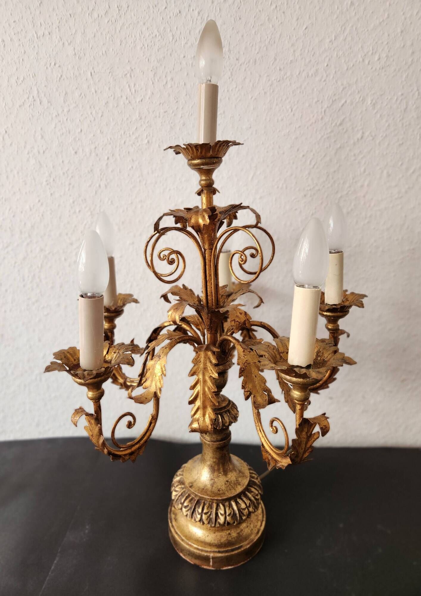 Antique gilded hand-forged hand-carved Florentine Louis XV, Italy