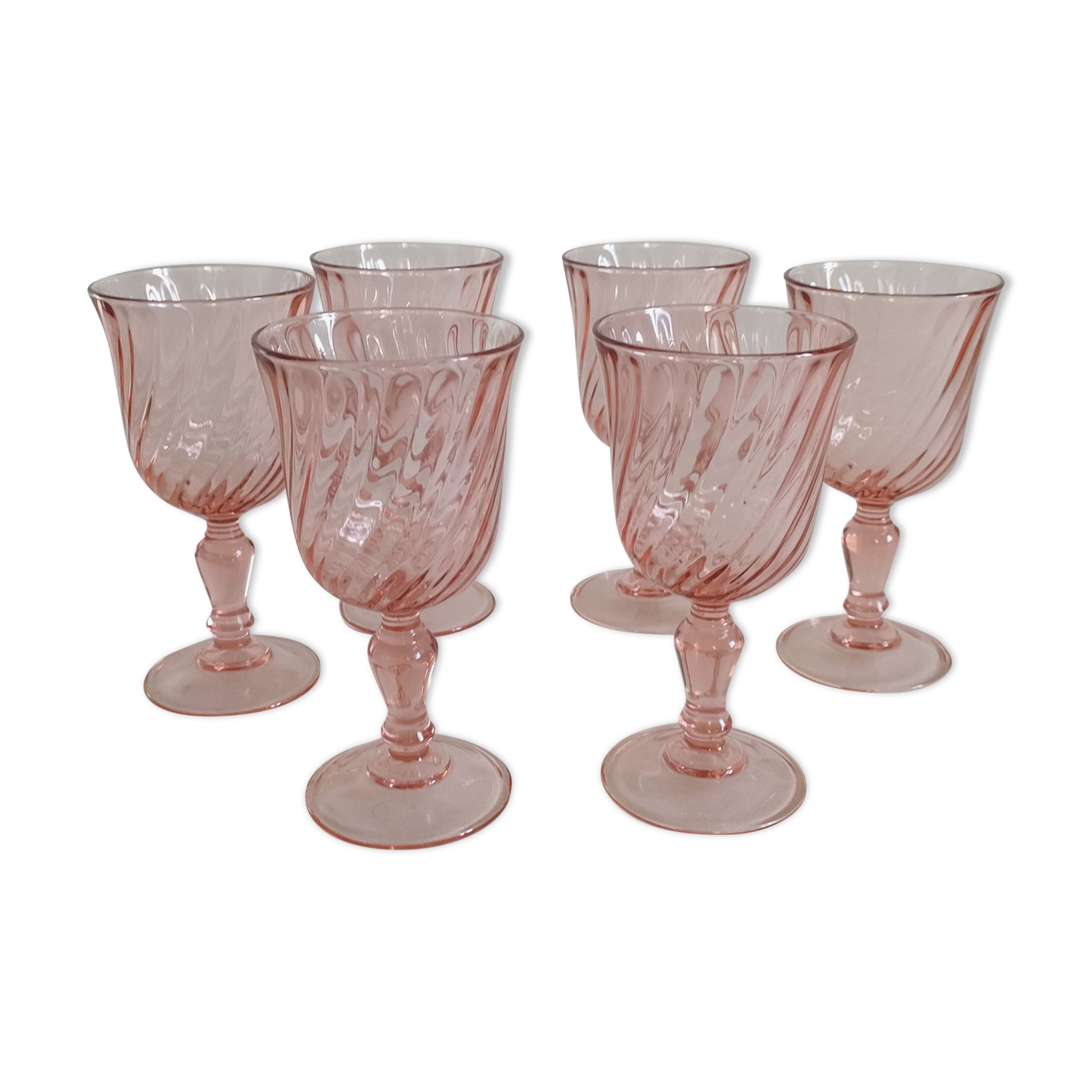 6 verres à vin rose