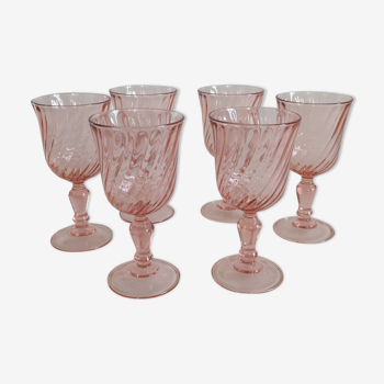 6 pink wine glasses