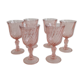 6 pink wine glasses