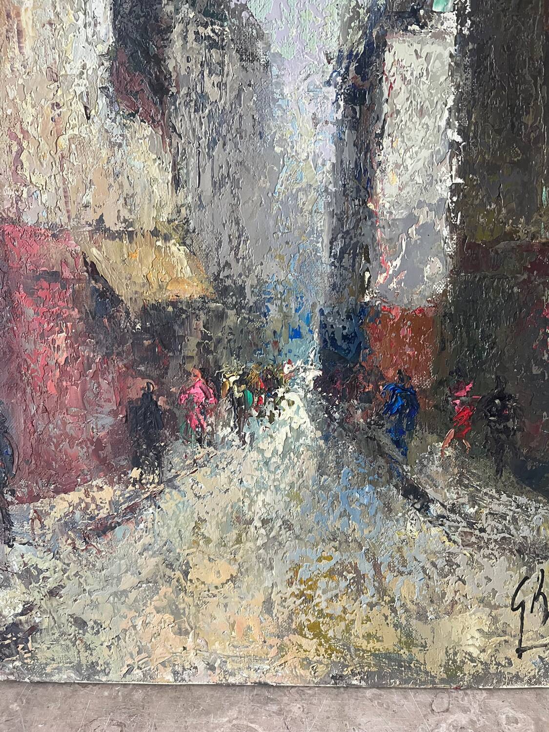 Street scene, oil on canvas, signed 1958