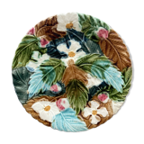 French barbotine plate – raised floral decoration – late 19th century