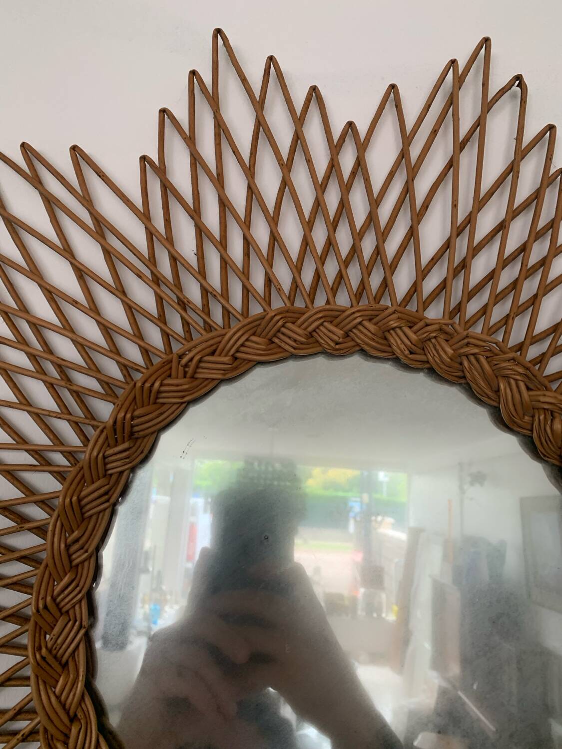 Vintage wicker sun mirror collection