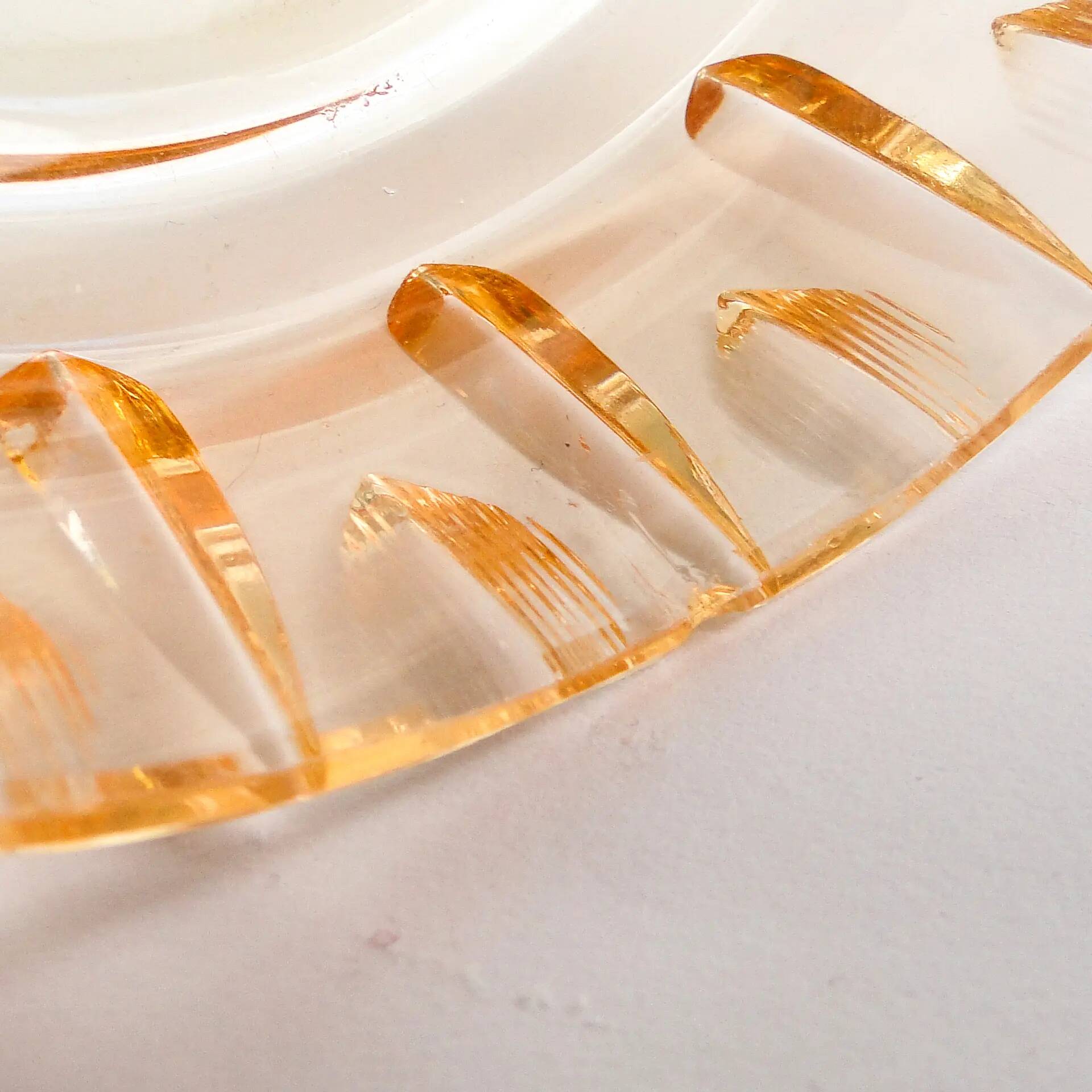Art deco bonbonniere, orange glass, Poland, 1930s