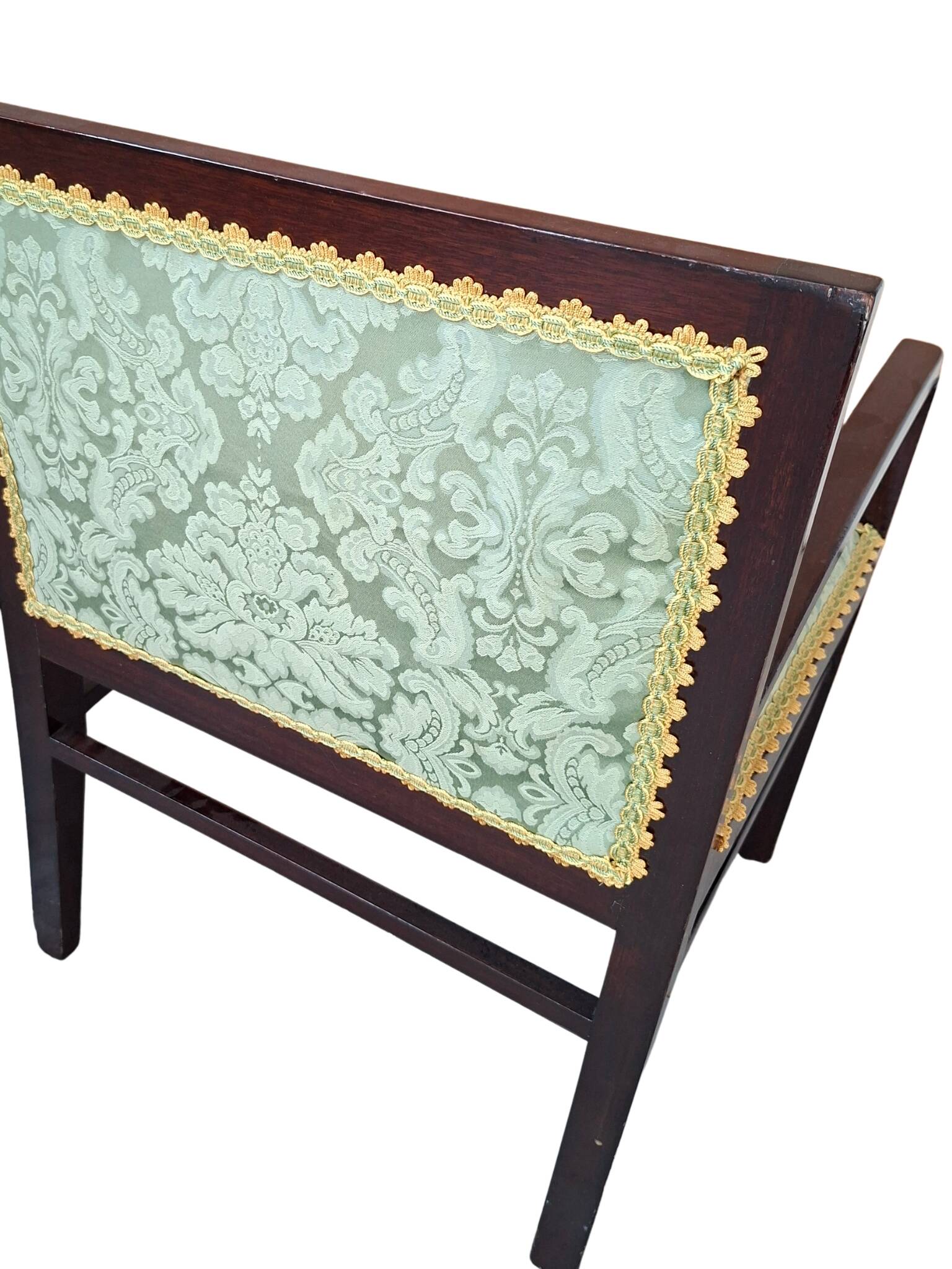 Coppia di Poltroncine Vintage Anni '70 in Mogano e Pregiata Seta di San Leu