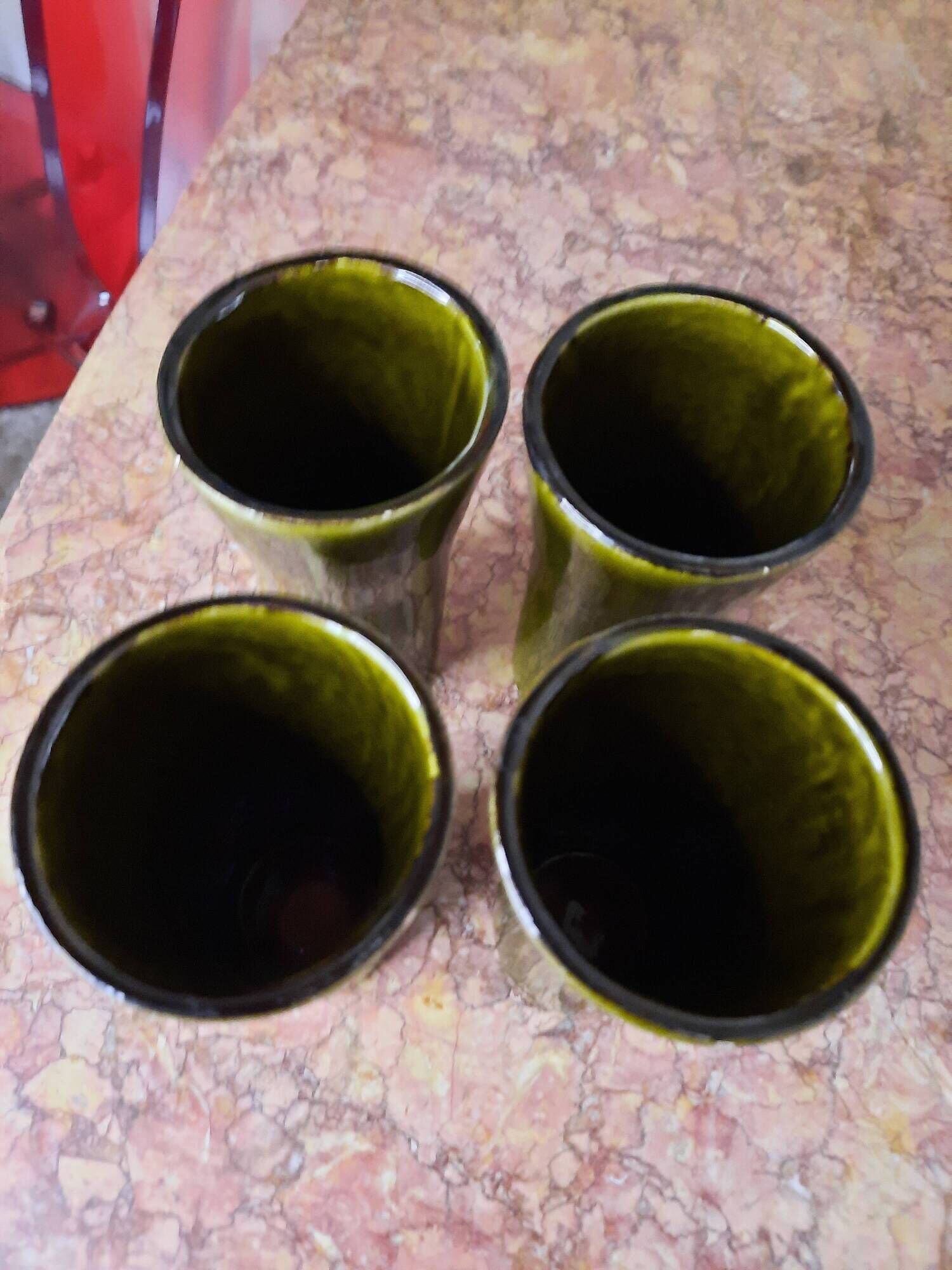 Vallauris model Vallauris orange cups Claude Paci set of 4