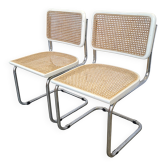 Ensemble de 2 chaises Cesca vintage de Marcel Breuer : chaises de salle à manger en osier style Mid-Century Modern