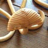 Pair vintage rattan coat holder