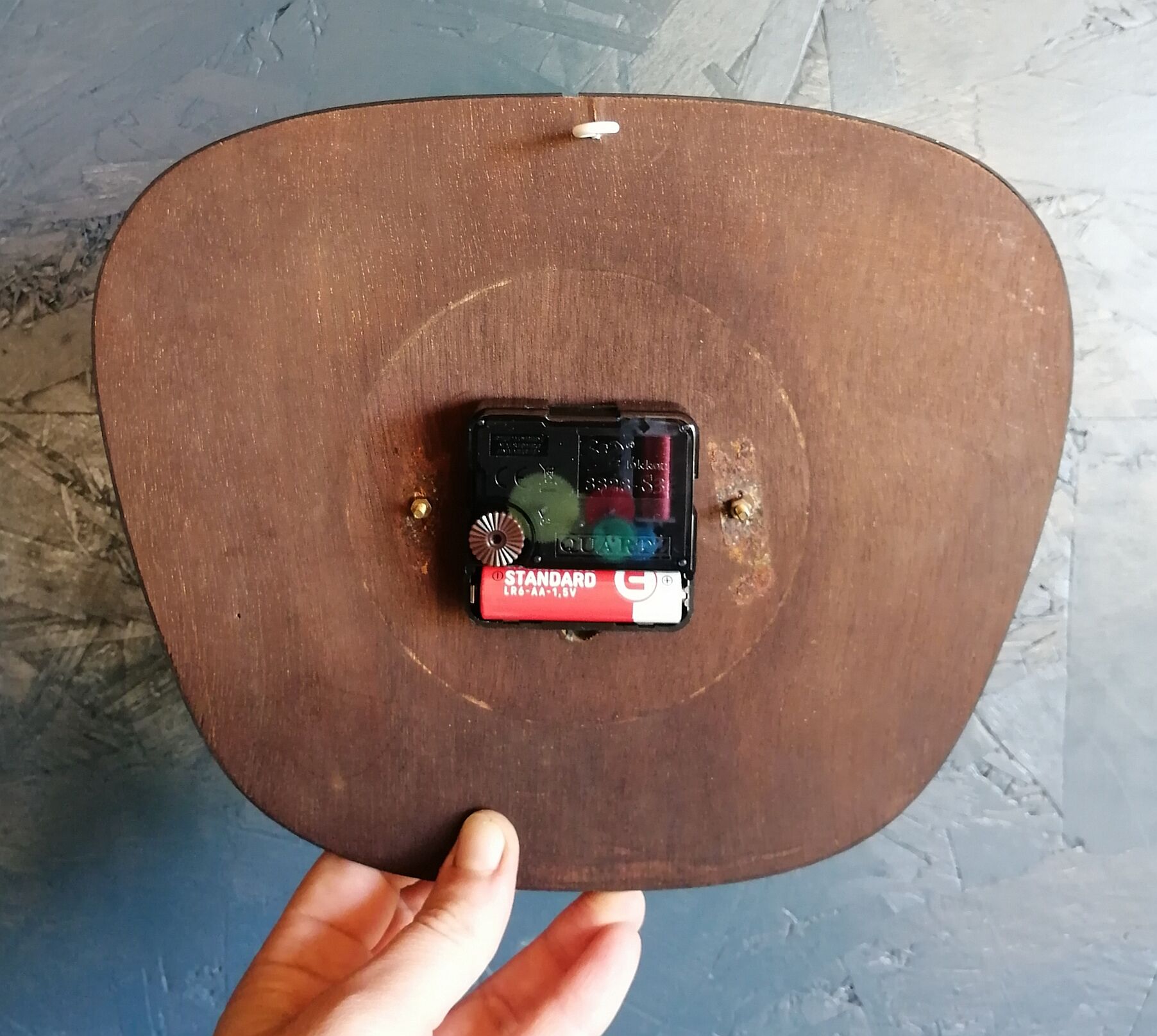 Vintage clock formica silent wall clock "Beroz beige wood"