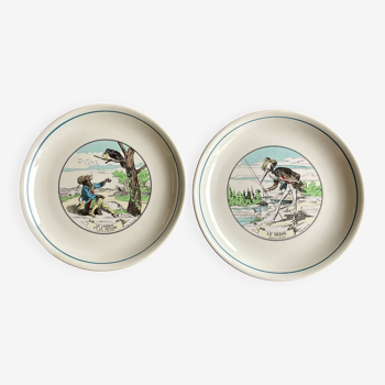 Assiettes plates les Fables de la Fontaine Orchies Moulin des Loups