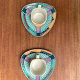 Postmodern Flash One Series coffee service, plates, cups, saucers by Dorothy Hafner for Rosenthal, 1980s, Set of 6