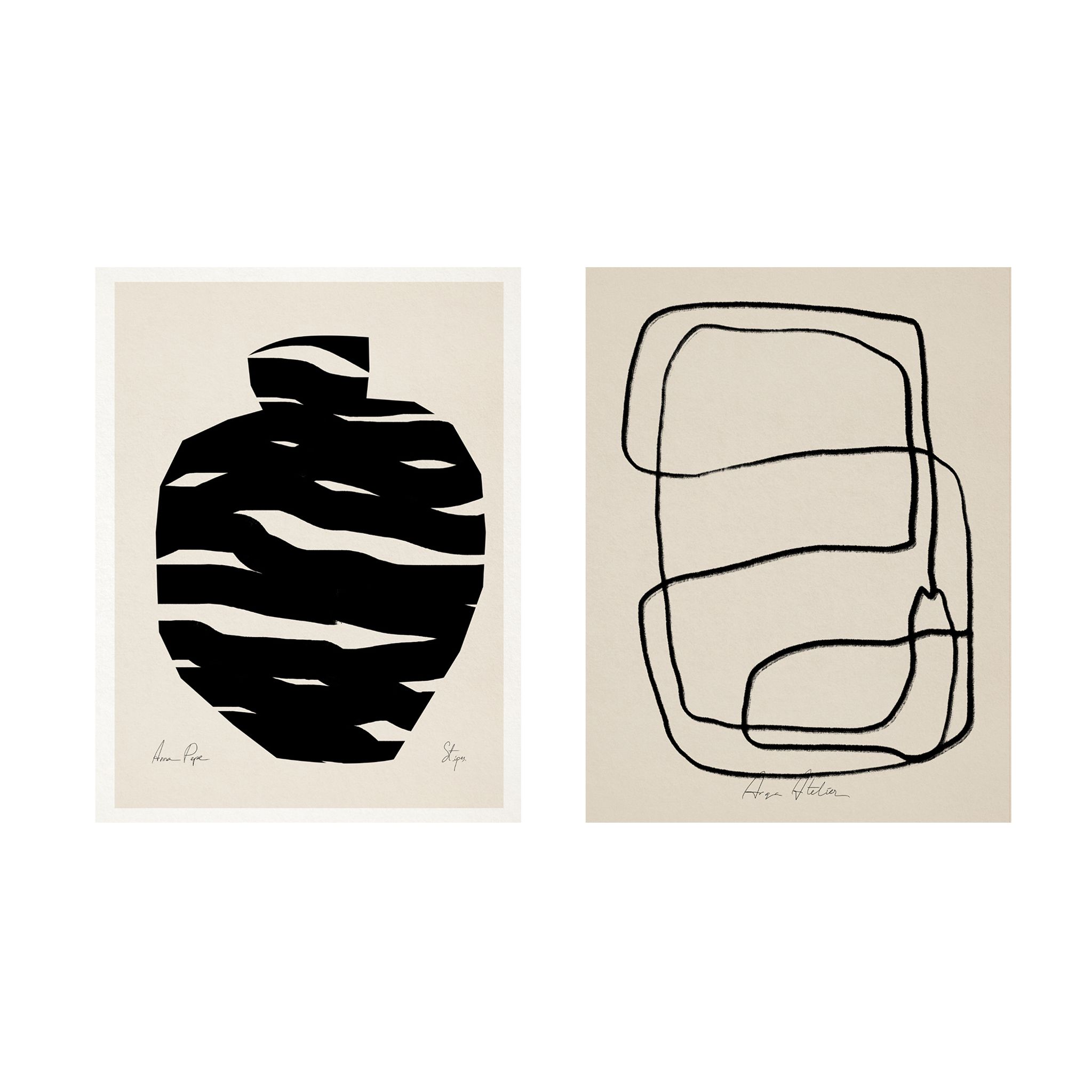 Pair of giclee prints. Abstract wall art set of two, 50x70