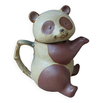 Vintage Authentique Théière Panda Zoomorphe en Grès Japon