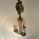 3-light chandelier in Murano glass and gilded brass, 1940.