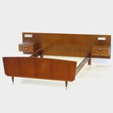 Vintage mid century double bed bedroom set in teak with nightstands