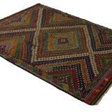 Area kilim rug ,vintage wool turkish handknotted kilim, 247 cmx 175 cm rug