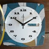 Vintage clock square silent wall clock "Romatic blue white ochre"