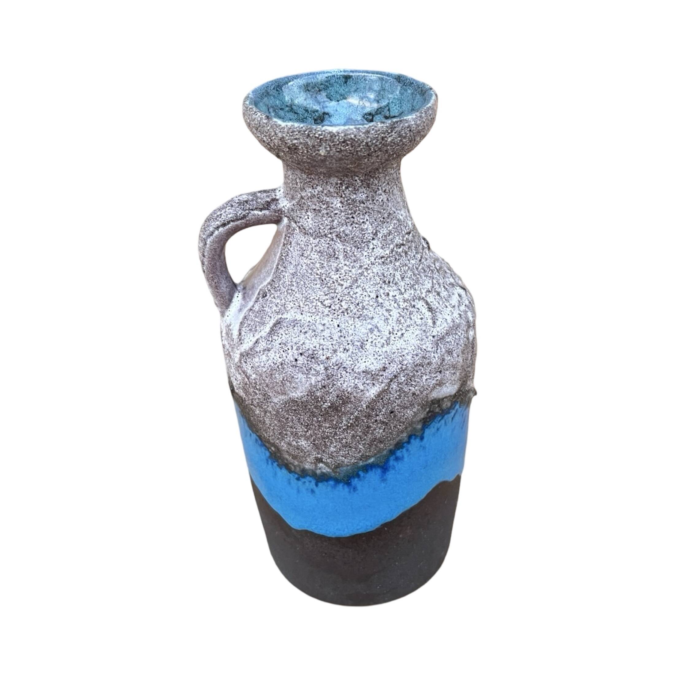 Ceramic vase with handle, fat lava, Strehla Keramik, Germany, 1970s.