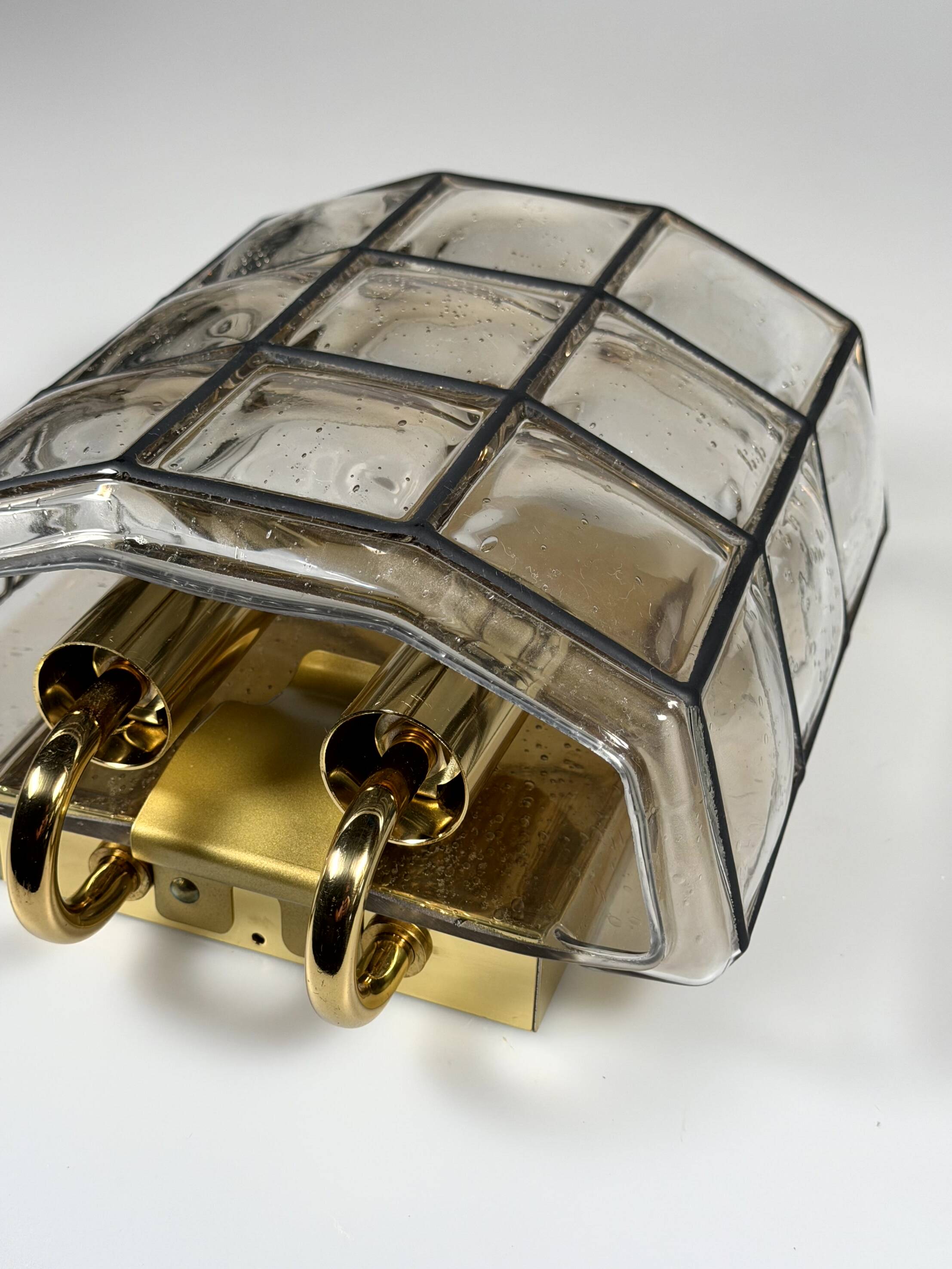 60s 70s Wall Lamp Wall Sconce Glashütte Limburg Germany Glass & Metal
