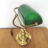 Green opaline banker lamp