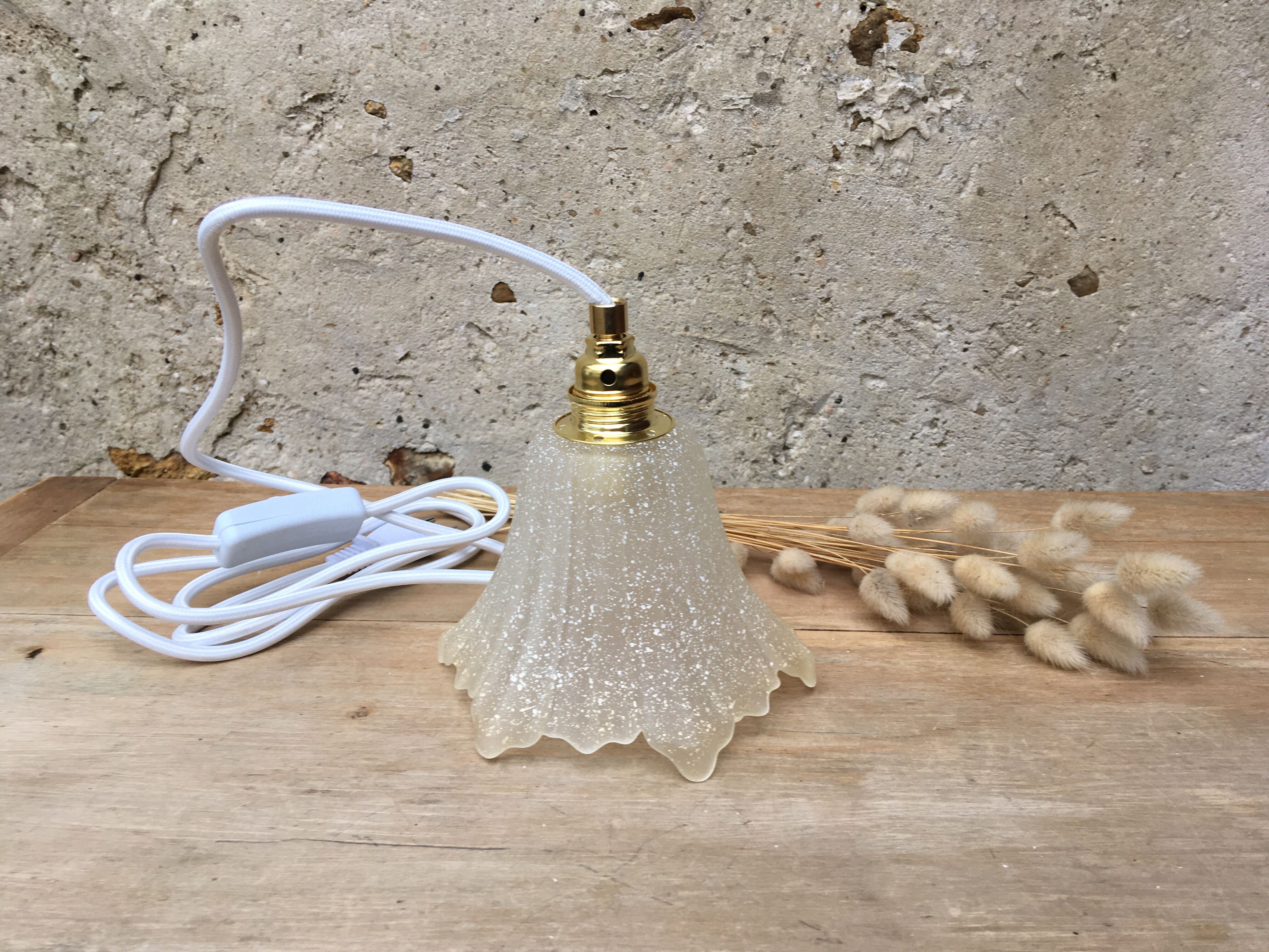 Paire de baladeuses tulipe en verre moucheté