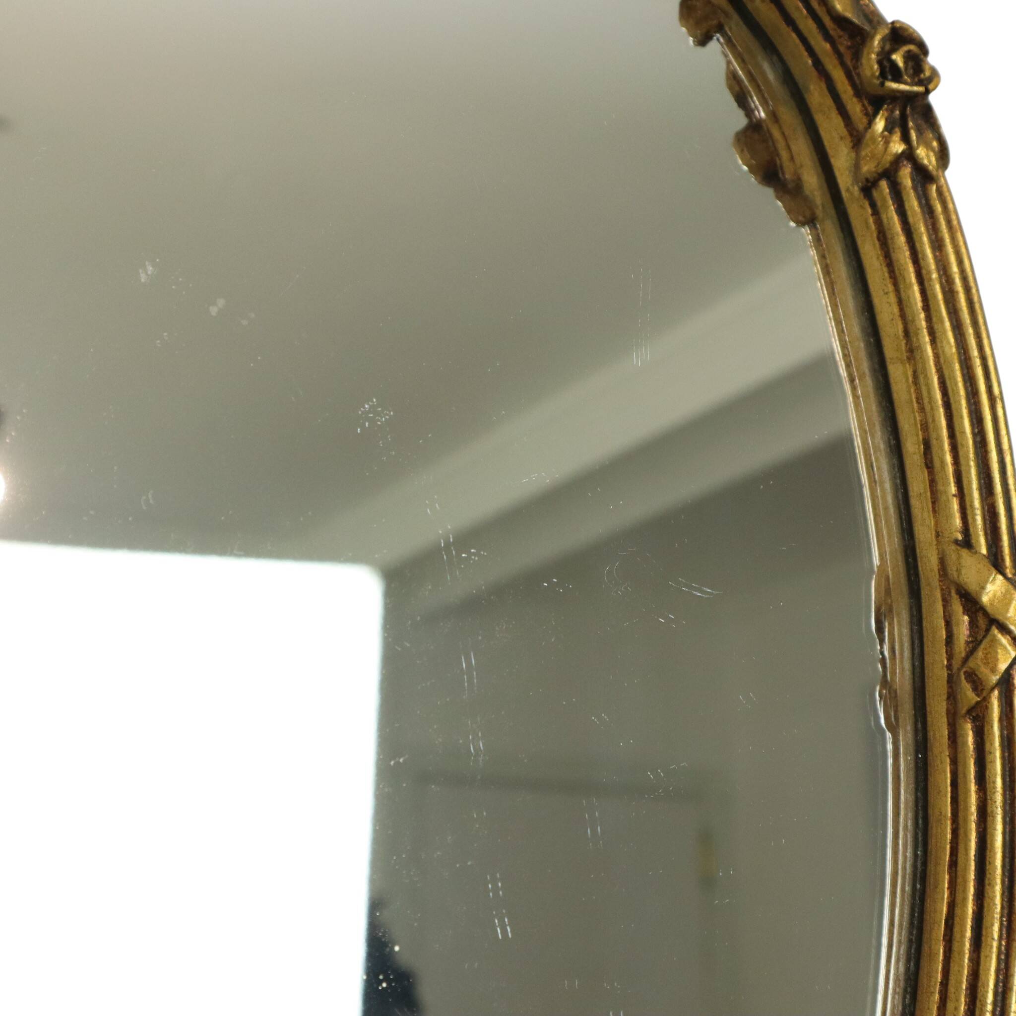 French Oval Mirror with Bow Roses Louis XVI Gold 45cm