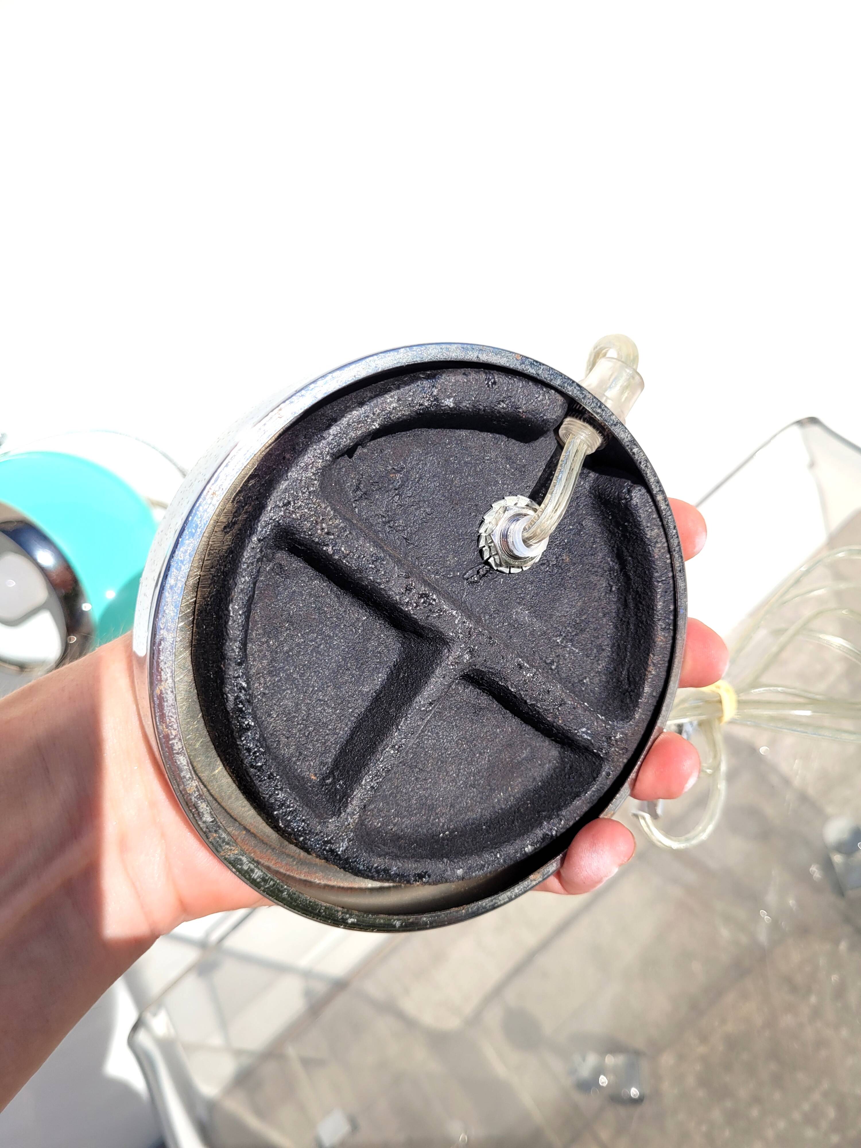 Mint and chrome eyeball lamp