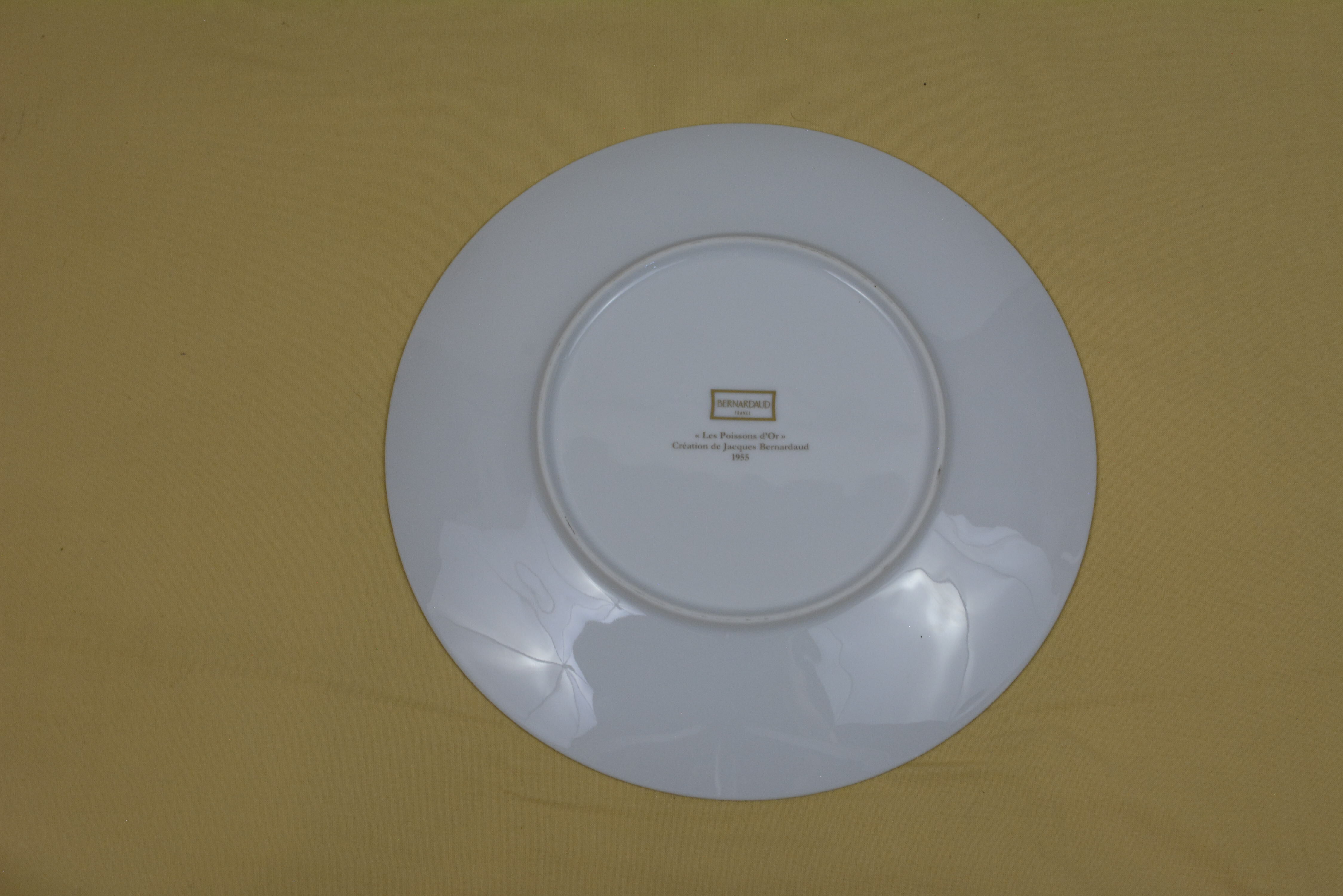 Set of 6 golden dinner plates - Les Poissons d'or - Ateliers Bernardaud