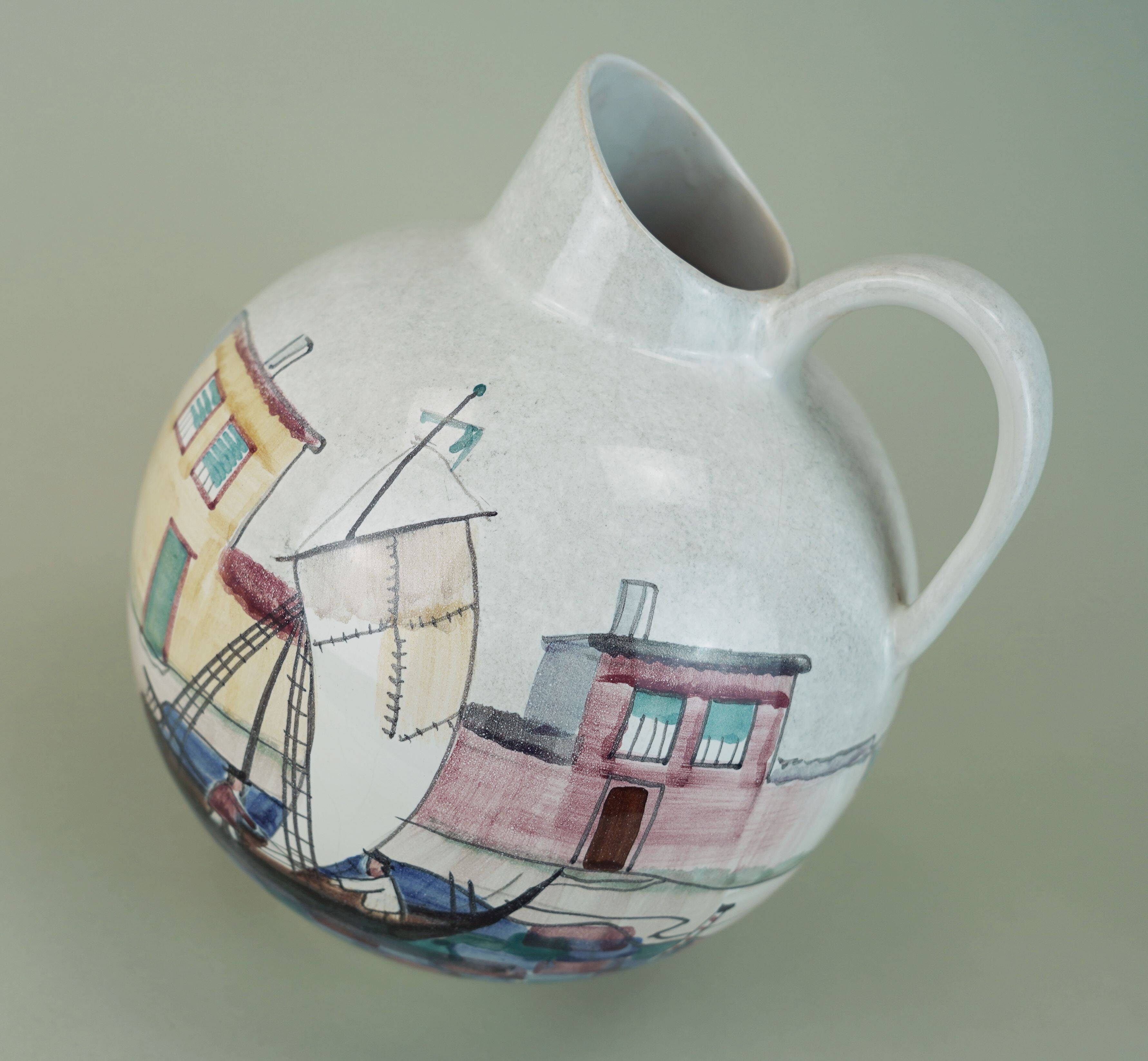 very beautiful mid century VASE by jawe hand-painted decor 'capri' 1950s