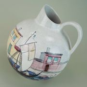very beautiful mid century VASE by jawe hand-painted decor 'capri' 1950s