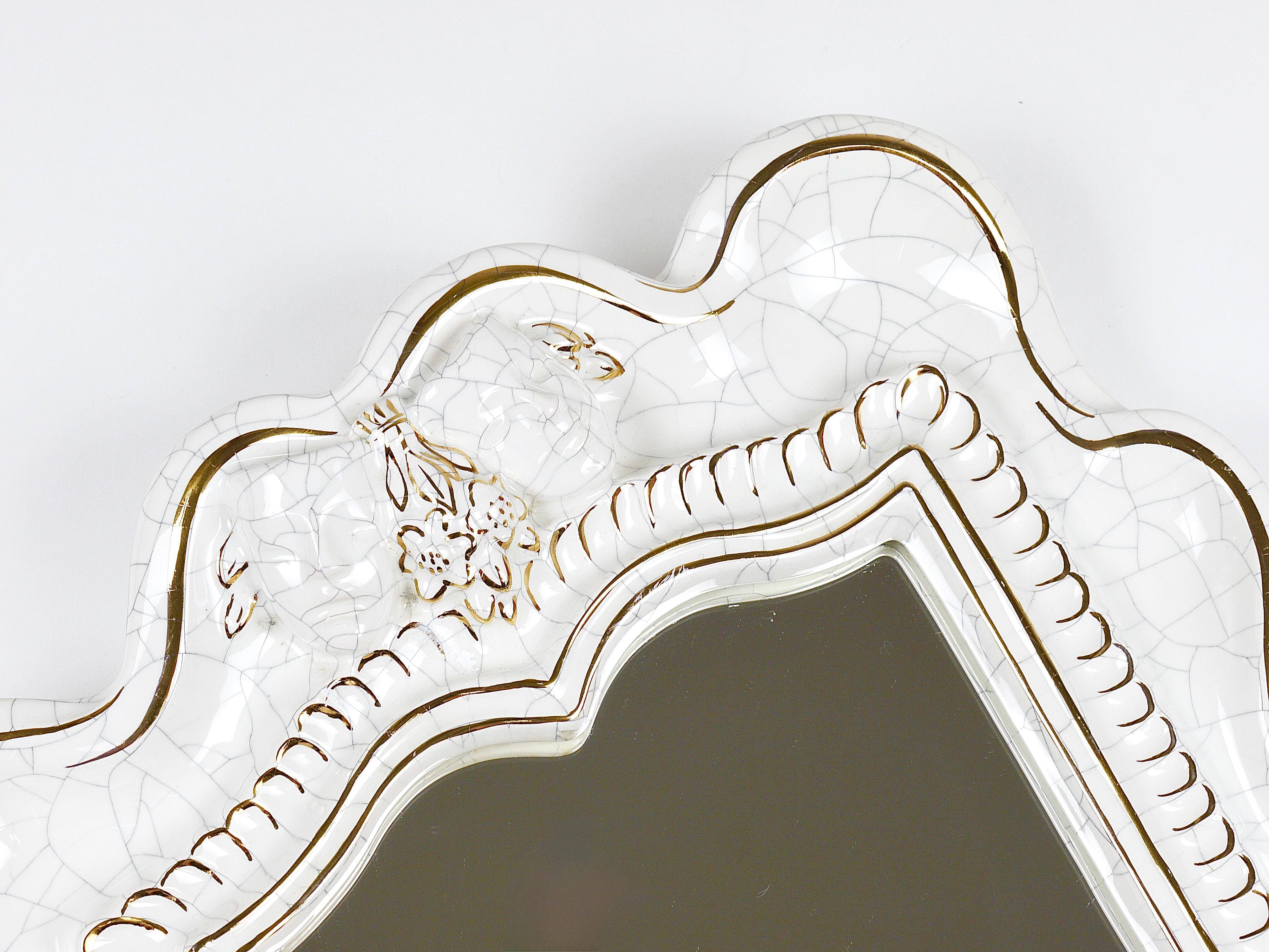 Art Deco Wall Mirror Theatre in Terracotta by Gmundner Keramik, Austria, 1930s