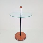 Postmodern Side Table with Ball Handle and Glass Top, 1980s