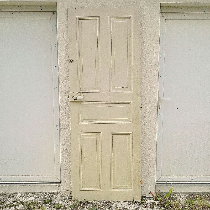 Old interior door wood painted vintage porcelain handle N°1