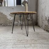 Wicker and metal coffee table from the 1950s
