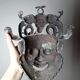 Masque africain en bronze vintage Bamoun, Cameroun