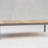 Rectangular metal and cermal herbarium coffee table by Roger Capron, 1960s