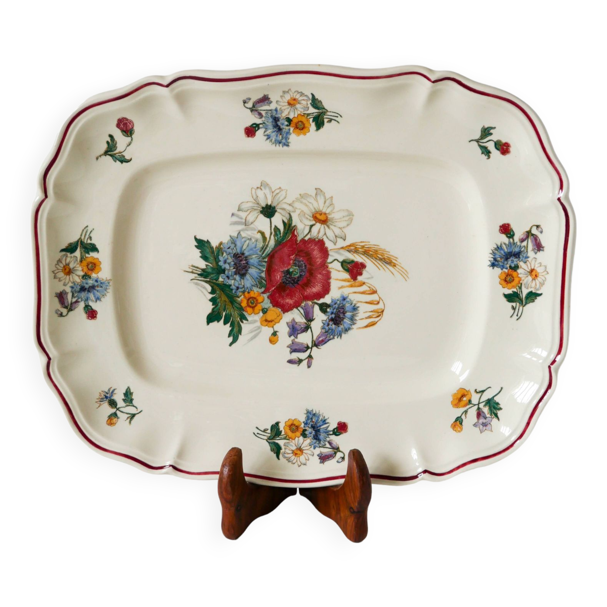 Rectangular dish Digoin Sarreguemines model Agreste, 1960