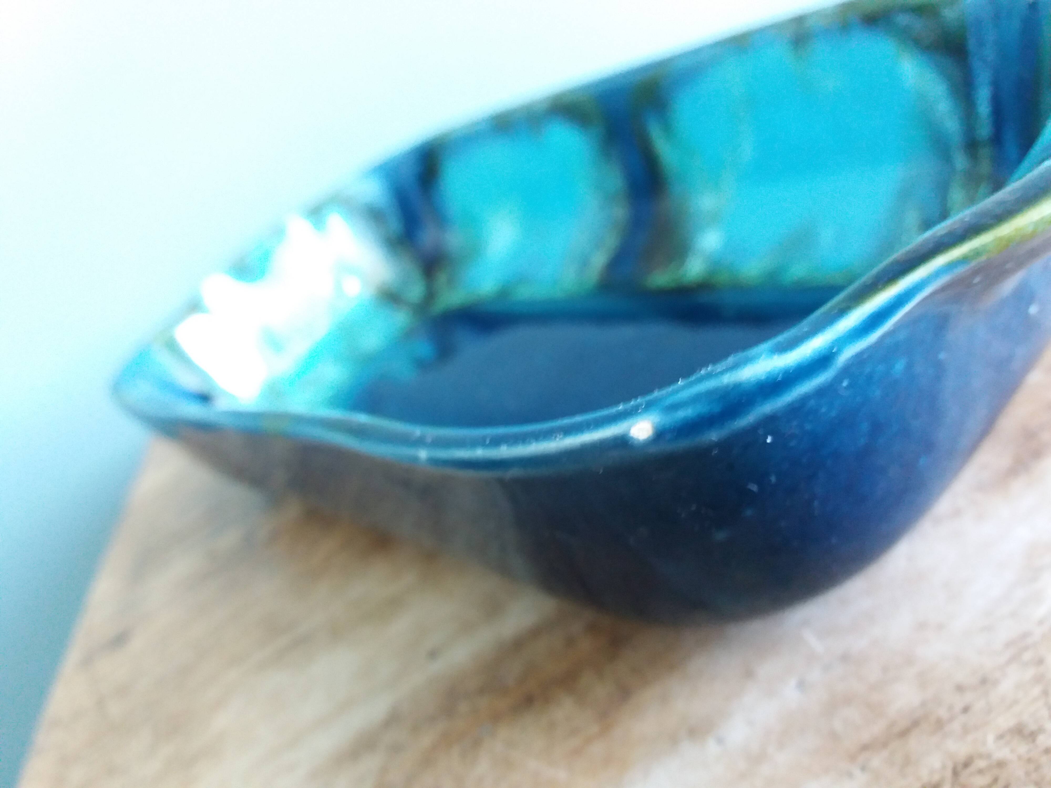 Vallauris stamped pocket emptier in flamed stoneware